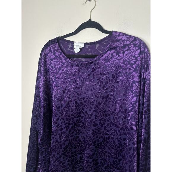 VTG Fashion Bug Womens 26/28 Burnout Velvet Top Purple Fairy Whimsigoth Witchy - Picture 2 of 7